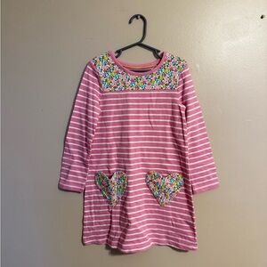 Mini Boden NWT Pink Striped Dress with Floral Accents